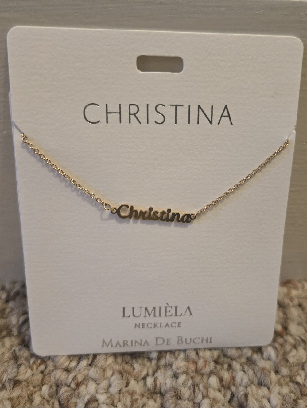 Marina De Buchi Christina Gold Script Name Necklace